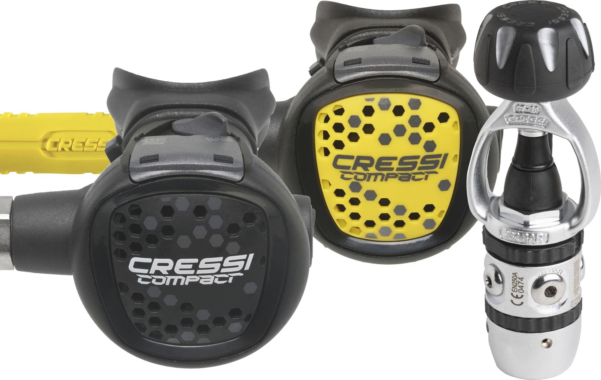 Cressi Scuba Diving Regulator Kit - AC2 Piston 1st Stage, Compact 2nd Stage, Octopus Compact - Light and Reliable - Made in Italy
