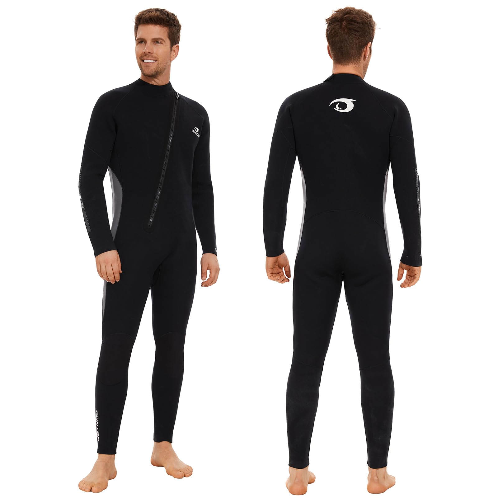Owntop Wetsuit 5mm Neoprene Diving Suit - Mens Womens Thicken Full Wet Suit, Front Zip Long Sleeve UPF50+ Keep Warm Swimwear for Scuba Surfing Swimming Diving Snorkeling Water Sports