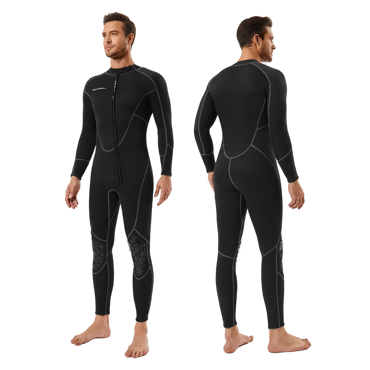 Seaskin Mens 3mm Shorty Wetsuit Womens, Full Body Diving Suit Front Zip Wetsuit for Diving Snorkeling Kayaking Swimming